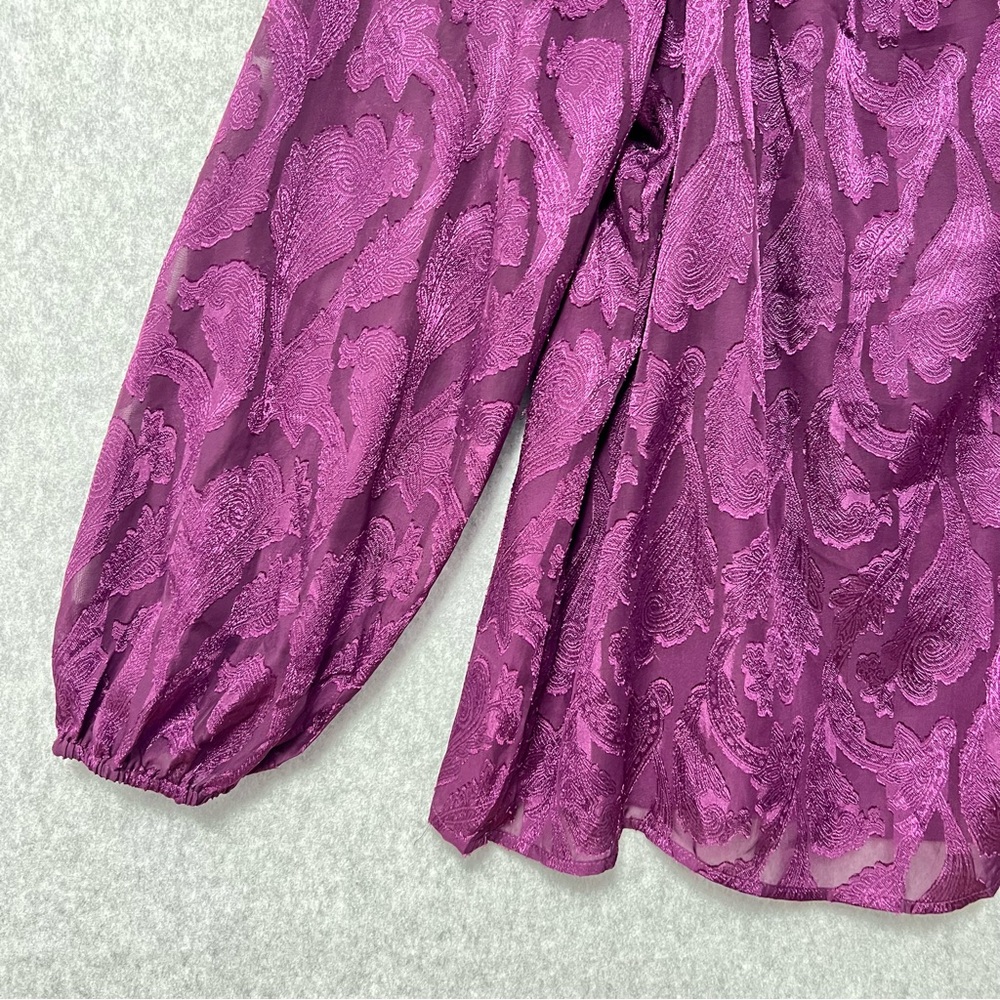 Mason & Belle Purple Satin Brocade Blouse Size XL NWT Square Neckline Romantic - Picture 3 of 12